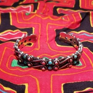 Vintage Indian Turquoise and SSilver Cuff Bracelet